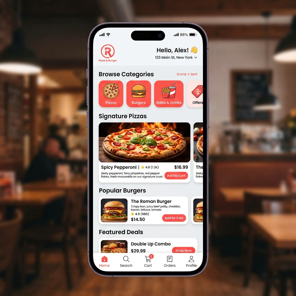 Rominus Pizza & Burger App and ERP Redesign — Isynbus Case Study