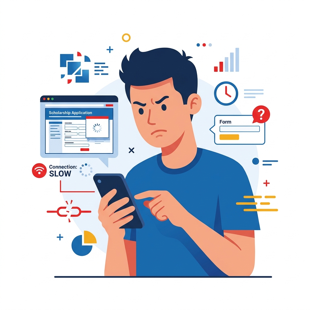 Illustration representing the digital divide in scholarship access