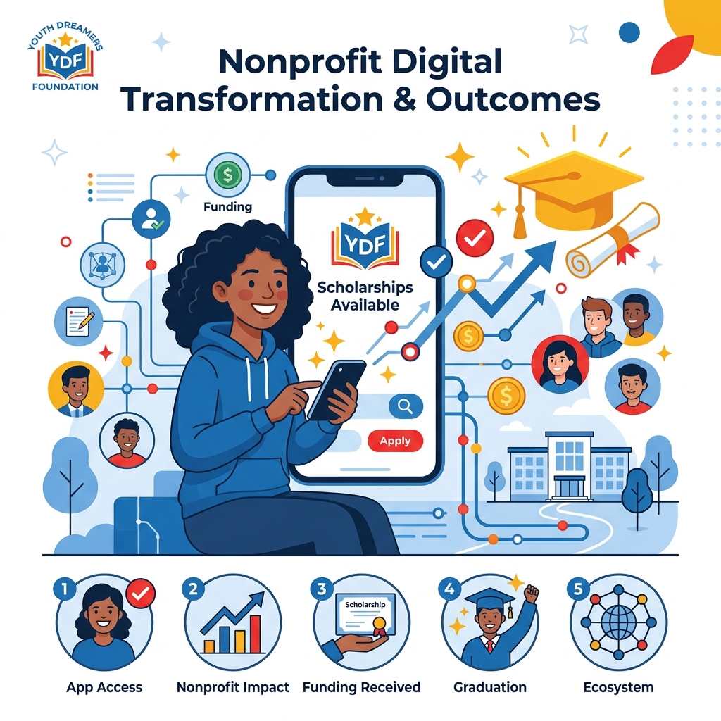 Illustration showing successful digital transformation and outcomes for students